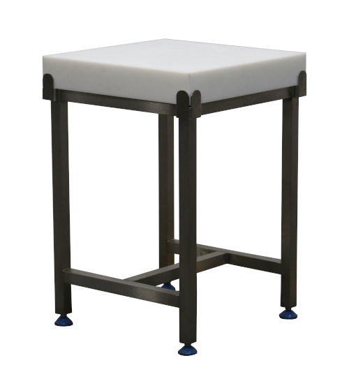 Wood or polyethylene block on underframe