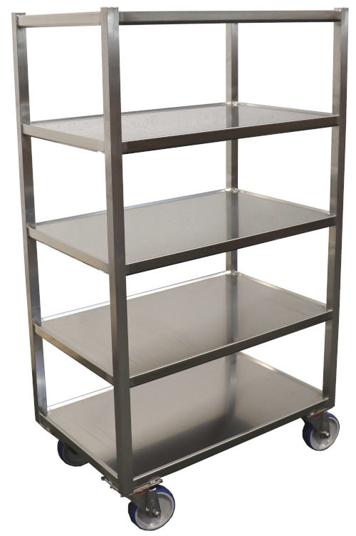 Stainless steel trolley with trays
