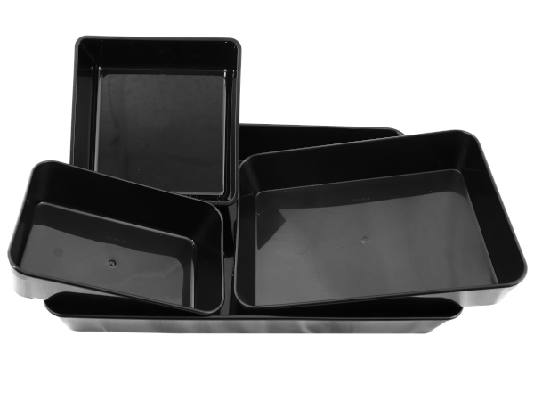 Black polypropylene or ABS dish