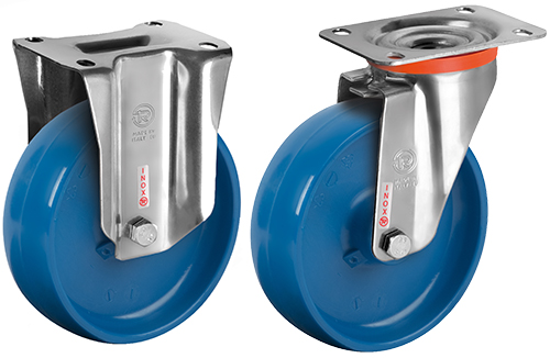 Roulette inox à platine roue toute bleue ML