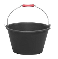 Black polyethylene 15 liter bucket with handgrip