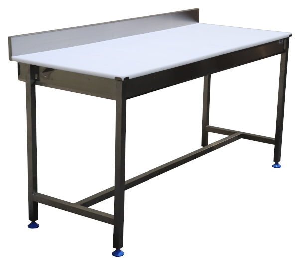 Stainless steel upstand cutting table with polyethylene top