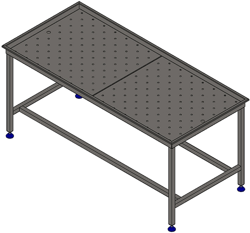 Stainless steel draining vacuum-packed table with grid